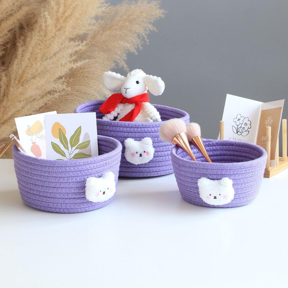 Eje52 1 pcs S/M/L bông sợi dây thừng cô gái quà tặng với động vật vá trẻ em Đồ chơi lưu trữ đồ lặt vặt Giá để tài liệu lưu trữ giỏ lưu trữ trang trí nội thất lưu trữ giỏ