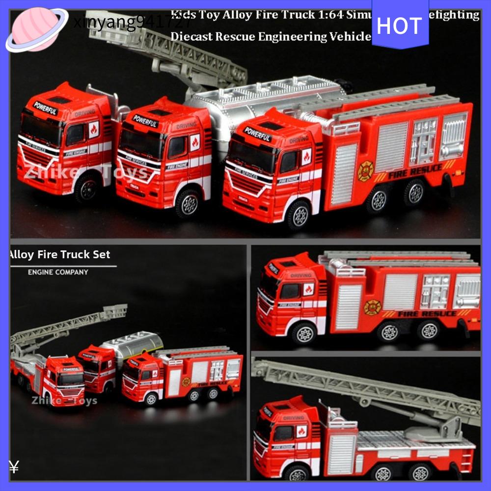 XINYANG941727 Đa phong cách Xe cứu hỏa đồ chơi trẻ em 1:64 Hợp  Mô hình chữa cháy đúc  loại Chất lượng cao Xe công trình cứu hộ