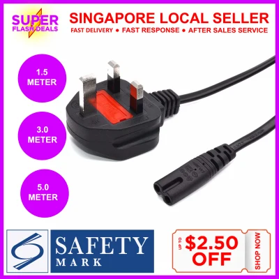 Safety Mark Singapore Plug Power Cord to to C7 Lead Power Cable (1.5 / 3.0 / 5.0 Meter) Figure 8 European Japan American Australian Power Cable UK Figure 8 AC Power Cord Radio Battery Chargers PSP 4 CD Play Laptop Charger Playstation Xbox Fan TV Adapter