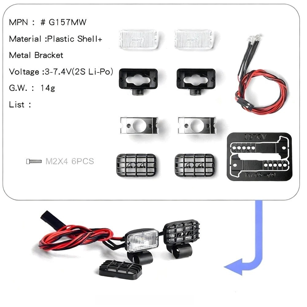 PIEPING 1 Pair 1/10 1/8 Đèn chiếu sáng xe RC 17mm  loại Đèn tìm kiếm mô phỏng  Phong cách địa hình Đèn tìm đồ chơi ô tô Cho TRX-4 TRX-6 SCX10. - 2