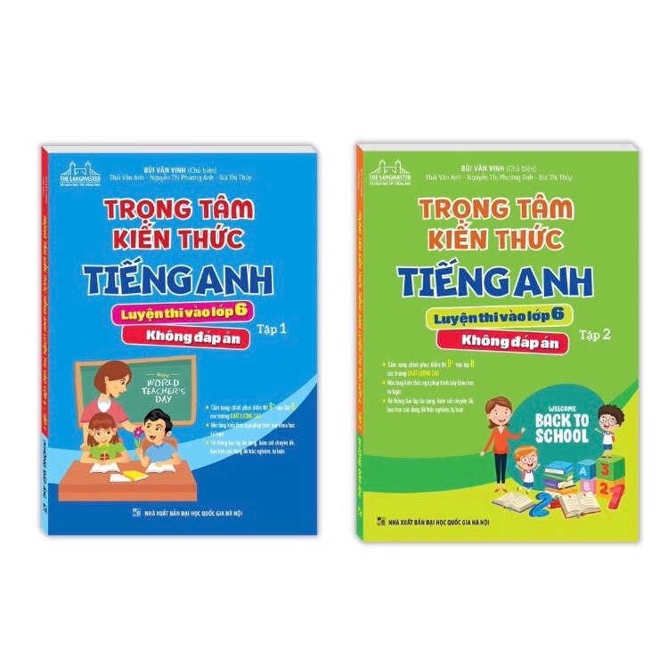 Sách-Combo 2c-Trọng tâm kiến thức tiếng anh luyện thi vào lớp 6 tập 1 và tập 2