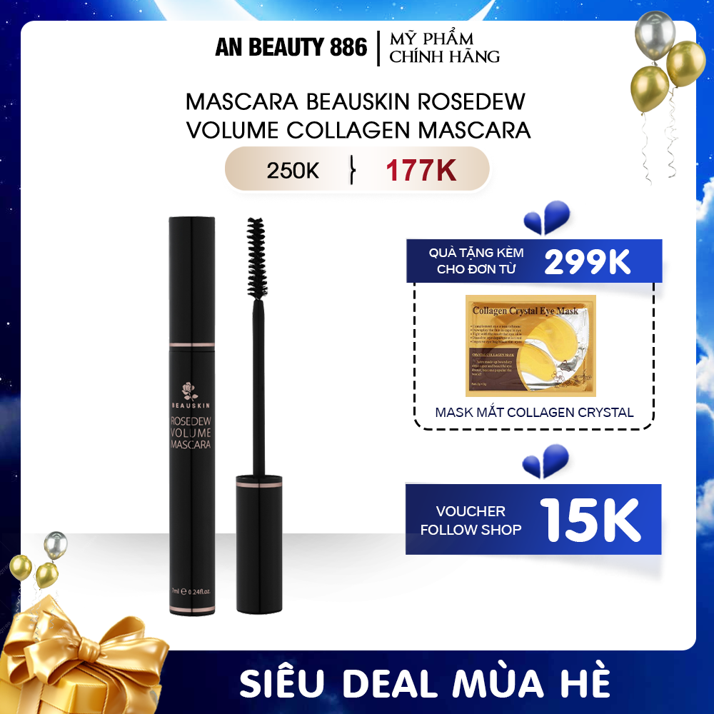 Mascara chuốt cong và dày mi Beauskin Rosedew Volume Collagen Mascara 7ml