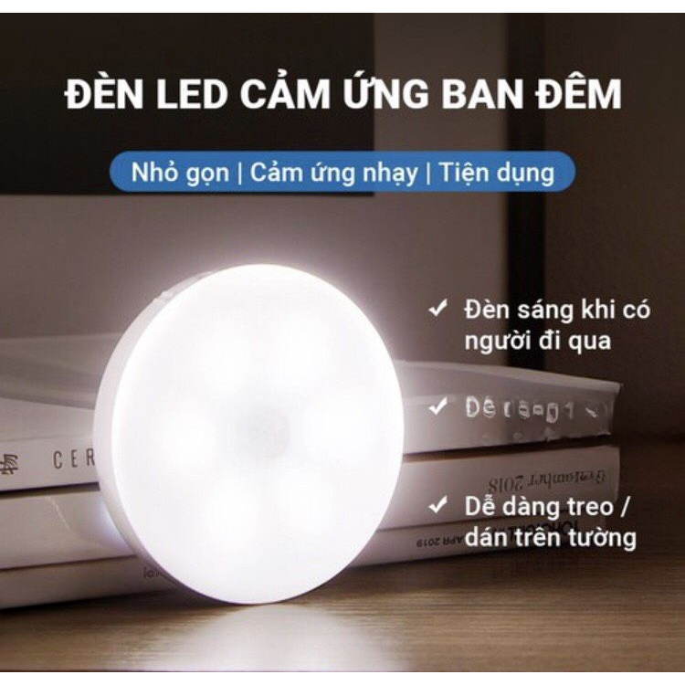 Đèn LED Cảm Ứng Có Người Đi Qua Tự Động Sáng Sử Dụng Pin Sạc Cao Cấp Tặng Cáp Sạc Để Cầu Thang Phòng Ngủ Phòng Tắm.