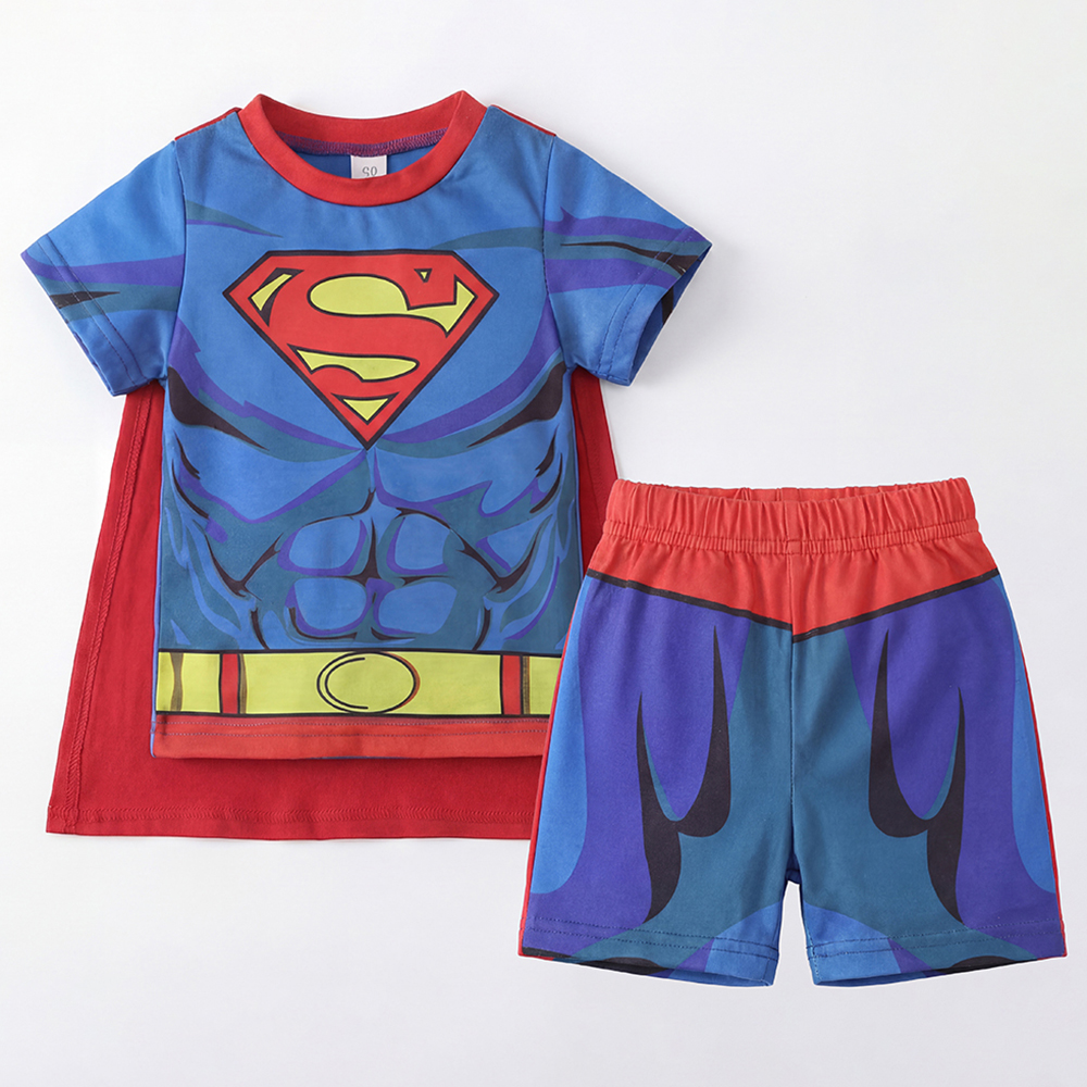 Baby Boy Clothes Set Cartoon Marvel Superhero Superman Short Sleeve Outfits Cotton Toddler Kids Clothing Sets 1-7 Years - 2