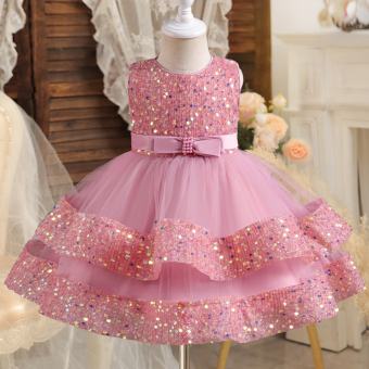 Sequin Váy dự tiệc sinh nhật Cho Cô Gái Không Tay Dễ Thương Đầm công chúa Tulle Giáng Sinh Năm Mới ĐẦM cho em bé ĐẦM CƯỚI buổi tối 1-5 Tuổi quần áo bé gái