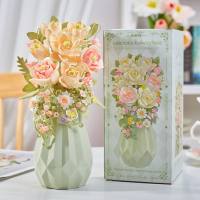 Flowers Bouquet Building Blocks Toys Preserved Flower with Vase Toys Gift for Girlfriends Ornaments