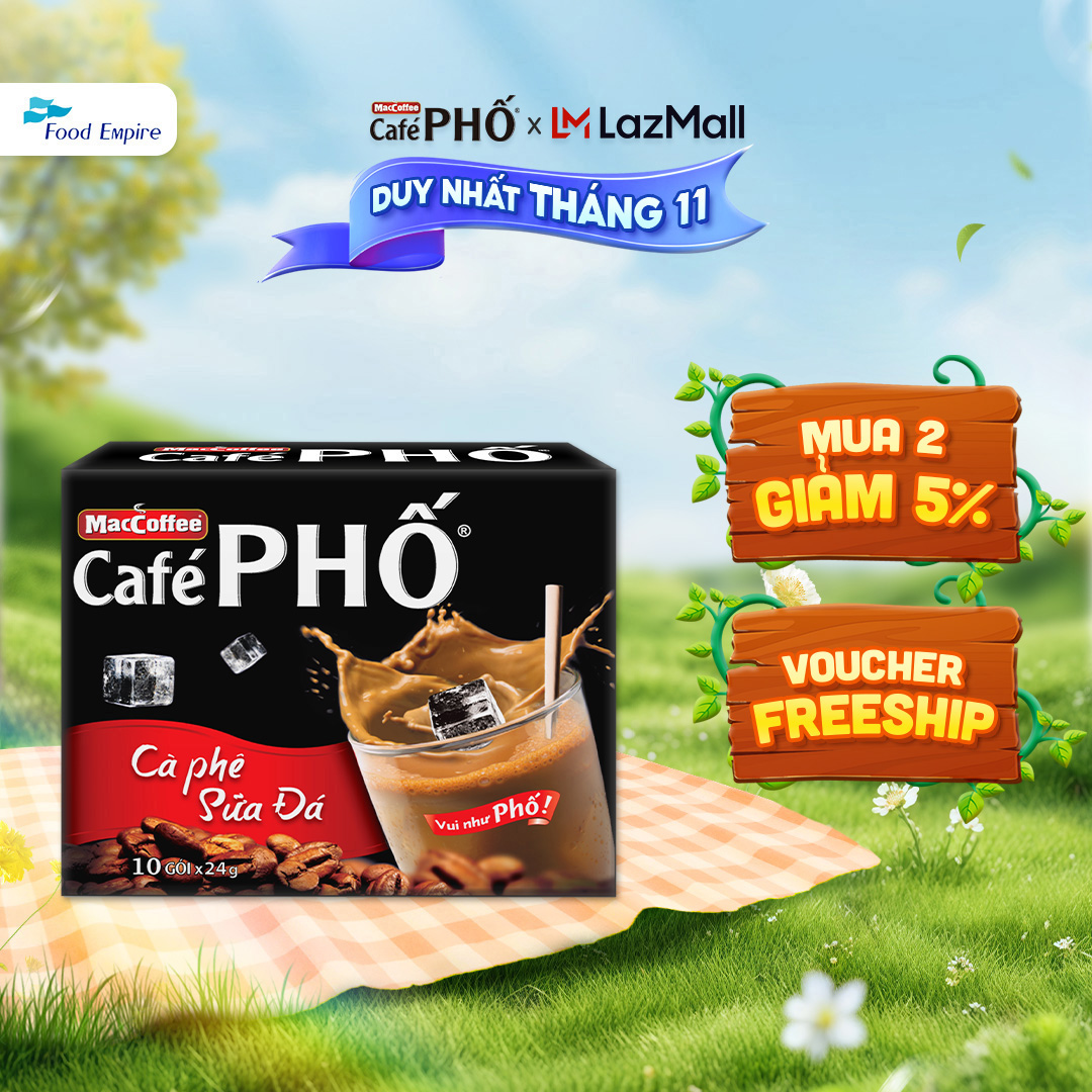 Cà phê Phố Sữa Đá - Maccoffee (hộp 10 gói x 24g)