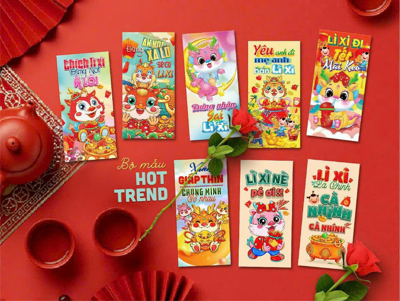 100 bao lì xì đủ mẫu - bộ hót trend 2024 bao lì xì tết