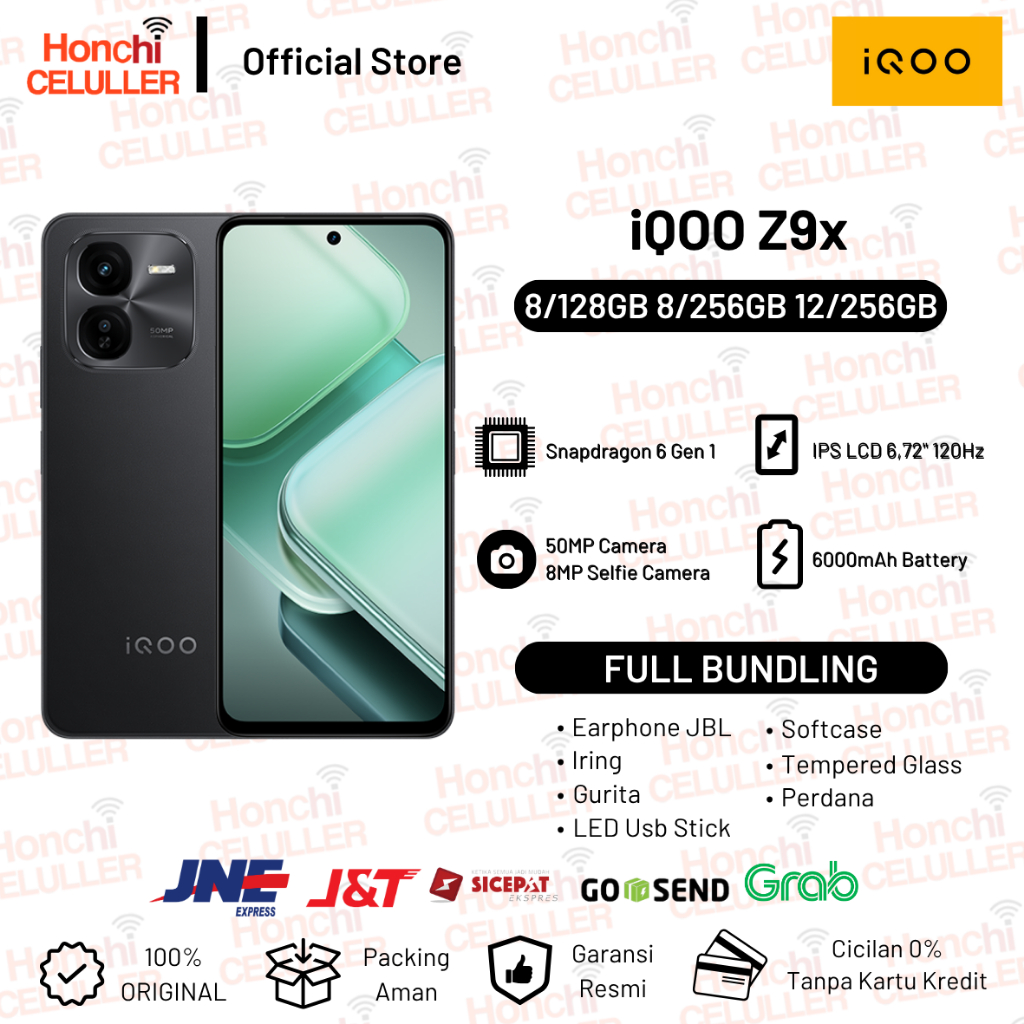Vivo iQOO Z9x 5G 8/128GB 8/256GB 12/256GB Snapdragon 6 Gen 1 4nm (ANTUTU 570,456+), 6000 mAH, 1000 nits 120hz eye-care display, Dual Stereo Speaker] Garansi Resmi iQOO Indonesia Harga 3,299,000 rupiah*Gratis Ongkir