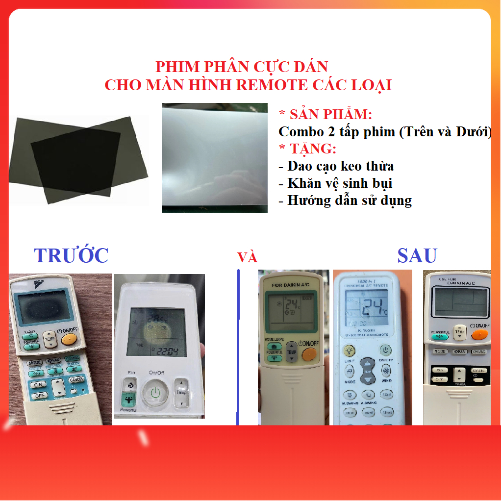 Phim Phân Cực Dán Màn Hình Remote – Thay Thế LCD Đen Trắng Giá 29,000 Đồng*Miễn phí vận chuyển