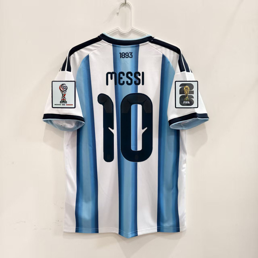 (Embroidered Badge Jersey)2026 World Cup Argentina Home No.10 MC Dimalia No.22 L