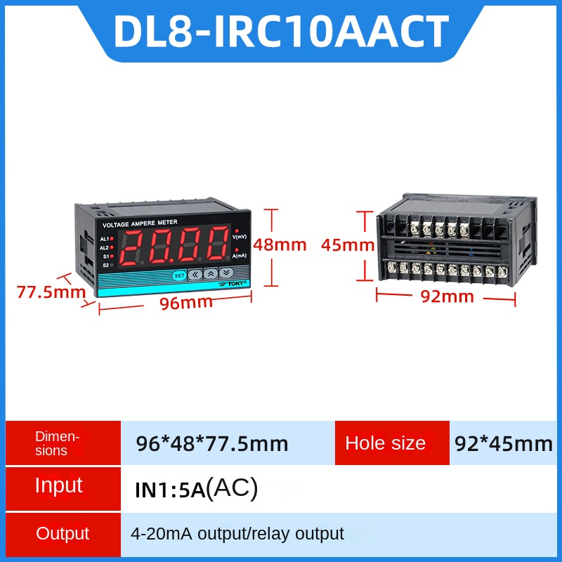 DL8-IRC10AACT | Đồng Hồ Đo Điện Áp & Dòng Điện TOKY - Tùy Chọn Khác DL8-IAACT/RC10AACT/IRC18V600/IV600/RC18DACT | Hỗ Trợ 24V | Đa Dạng Phạm Vi Đo