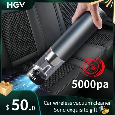 HGV 5000pa super suction Handheld Vacuum Car Vacuum Cleaner Small Handheld Cordless USB Rechargeable Vacuum Cleaner Suitable for Keyboards Drawers Car Interiors Dust Powder Hair Paper Scraps Small Particles and Other Narrow Gaps