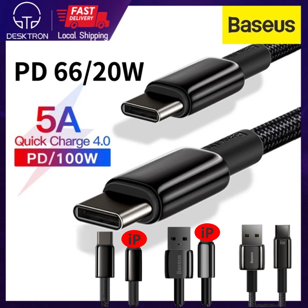 Baseus USB Loại C IP Cáp sạc PD 100W 66W sạc nhanh 4.0 Cáp dữ liệu cho điện thoại thông minh Android