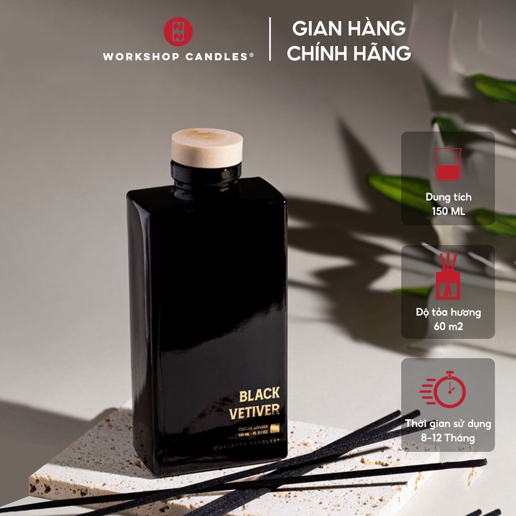 Tinh dầu thơm phòng Black Vetiver Workshop Candles H&H Home 150ml