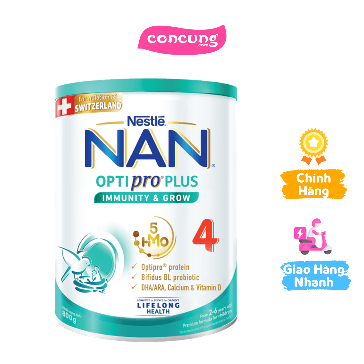 Sản phẩm dinh dưỡng công thức Nestle Nan Optipro Plus 4 800g