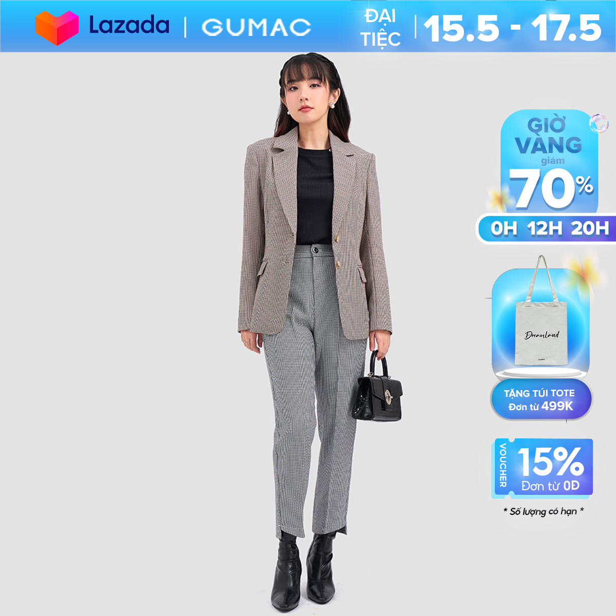 Quần ống đứng lai xéo qc12048 thời trang gumac
