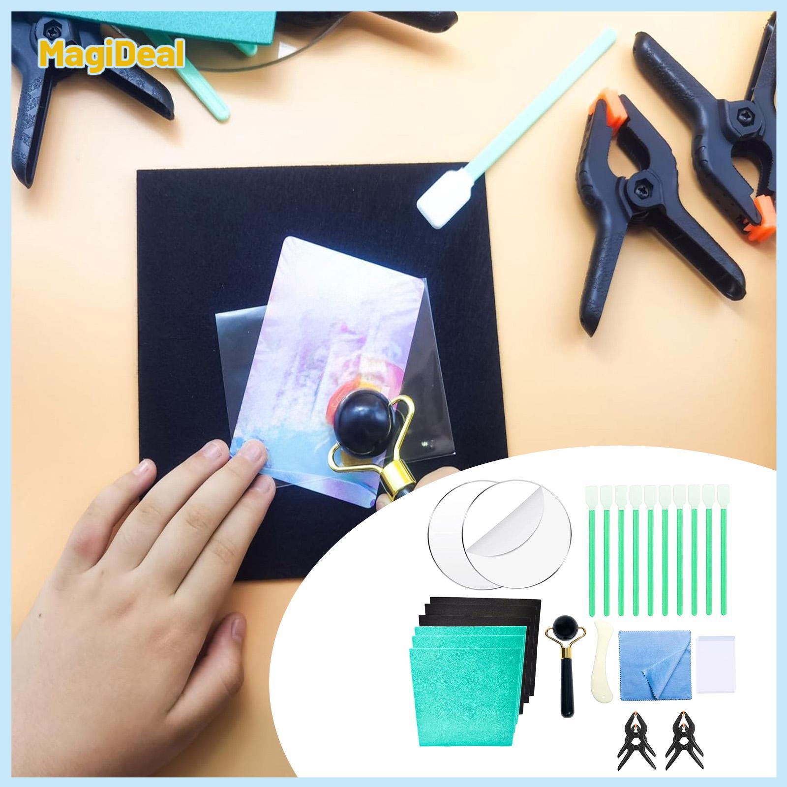 Trading Card Cleaning Kit Care Kit Essential Acrylic Discs with Storage Box Wiping Cloths for Collectors Clips Flattening Set ราคา 528 บาท*ส่งฟรี