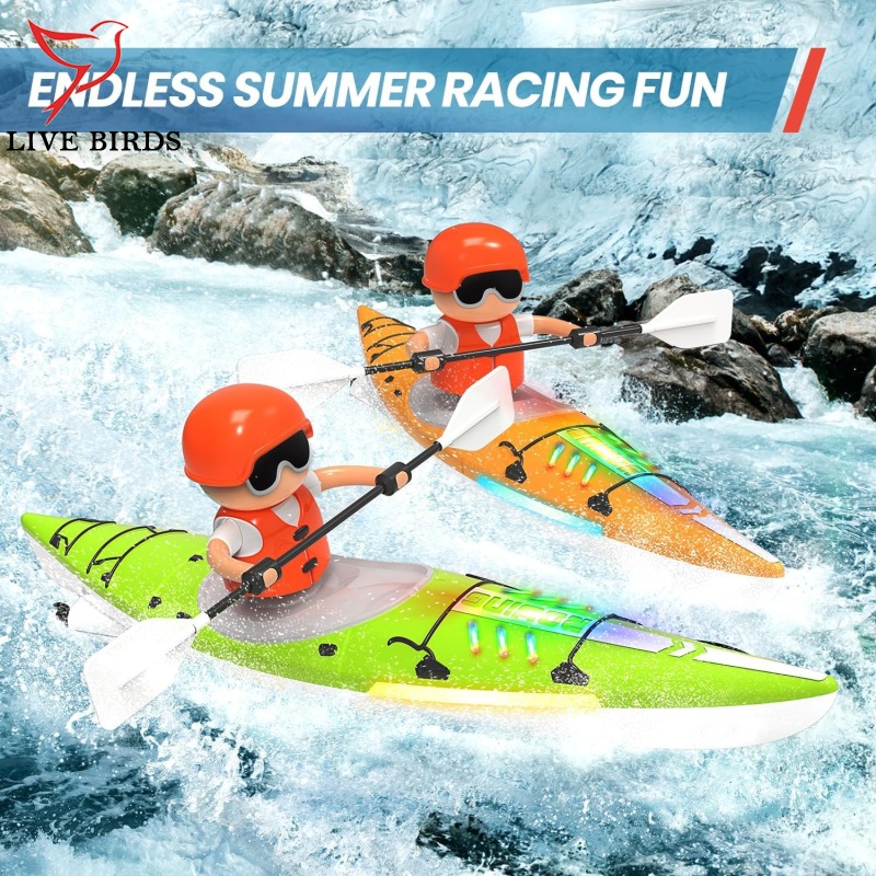 RC Kayak Boat 2.4 Ghz Remote Control Boat Toy With Colorful LED Lights For Lake Pool Gifts For Boys Girls ราคา 457 บาท*ส่งฟรี