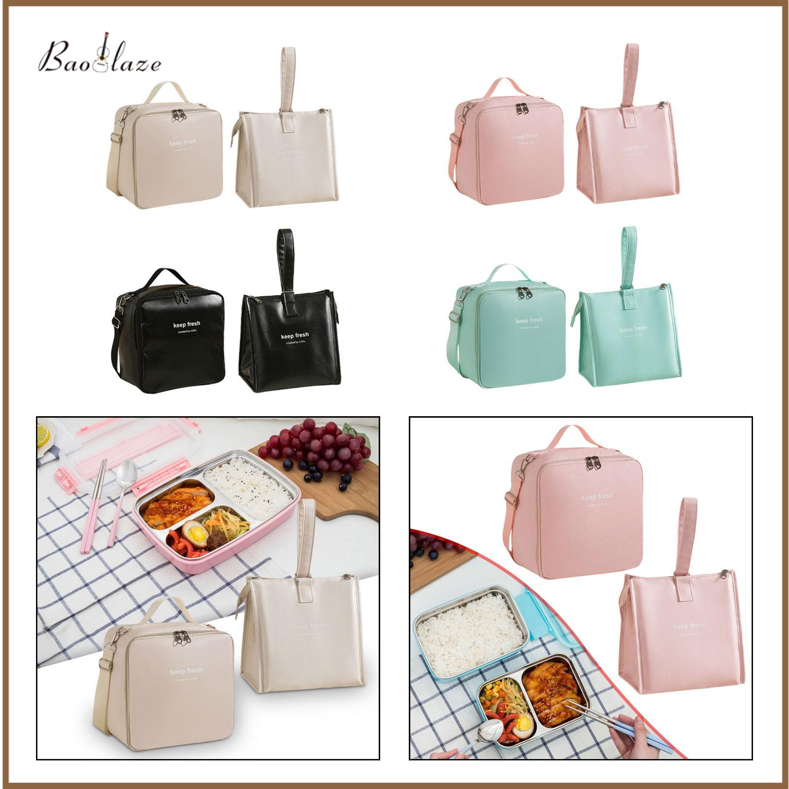 2 Pieces Lunch Storage Bag Portable Cooler Pouch for Camping Travel Fishing