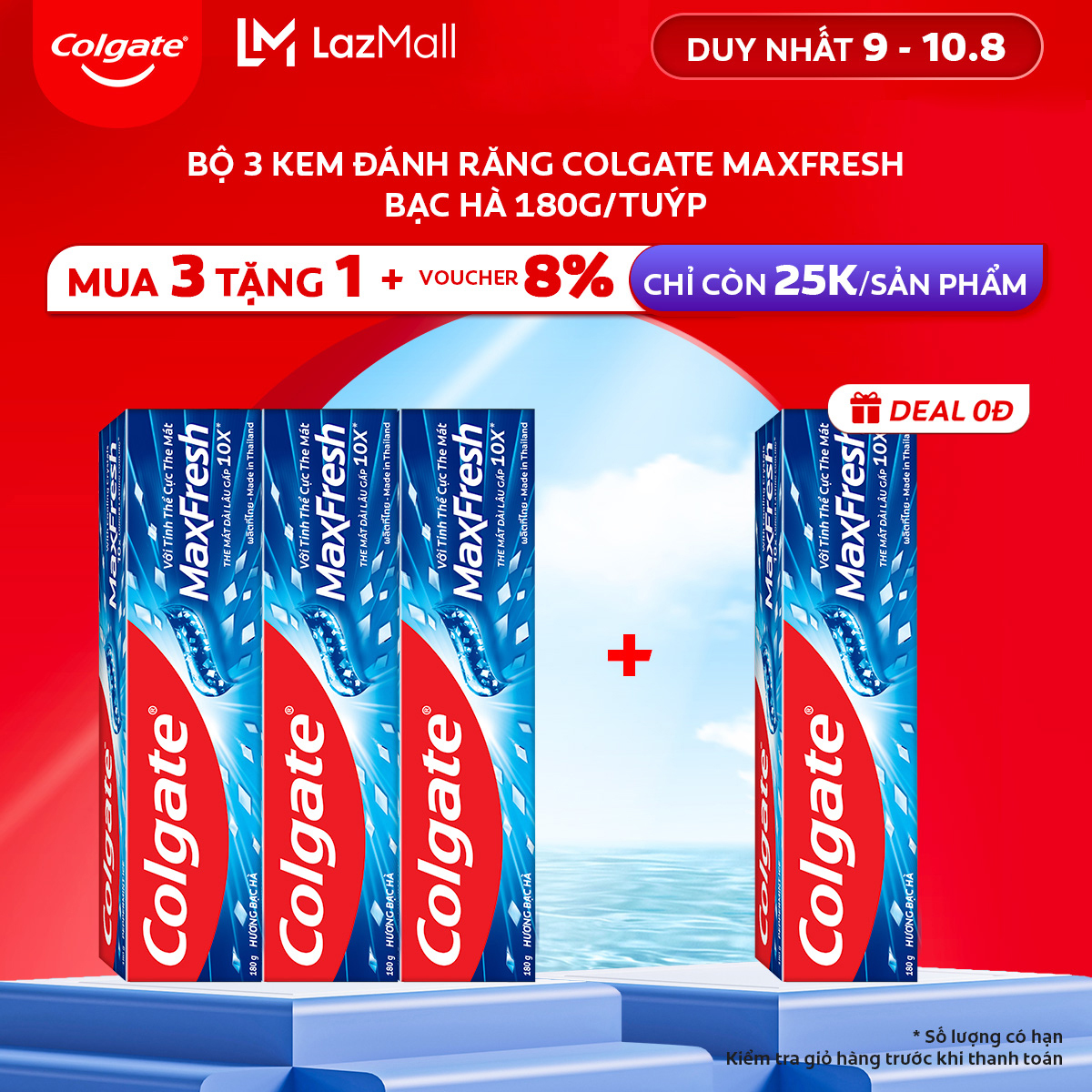 Bộ 3 Kem đánh răng Colgate MaxFresh 180g/ tuýp
