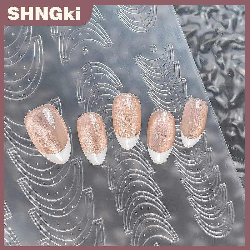 SHNGki Hoàn toàn trong suốt Hollow dán móng tay pháp phun sơn Stencil pháp cạnh Mẫu vỗ keo dính công cụ phụ trợ DIY Nail Art phụ kiện