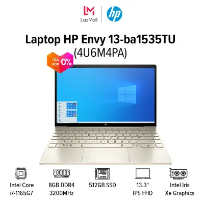 VOUCHER 1.5TR - Laptop HP Envy 13-ba1535TU 13.3 inches (Intel / i7-1165G7 / 8GB / 512GB SSD /  Finger Print / Windows 11) l Gold l 4U6M4PA