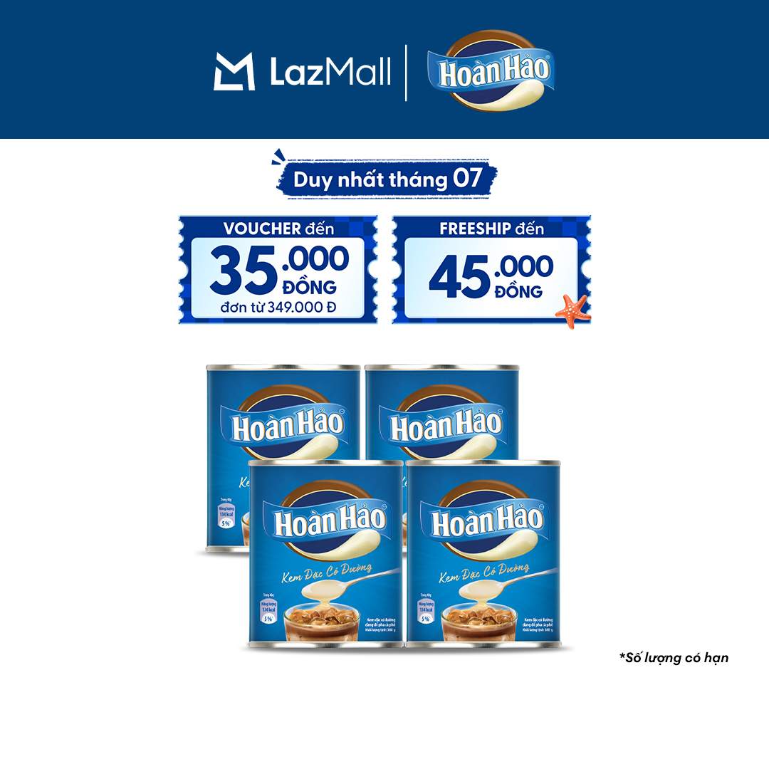 Combo 4 Lon Kem Đặc Có Đường Hoàn Hảo Lon 380g/lon
