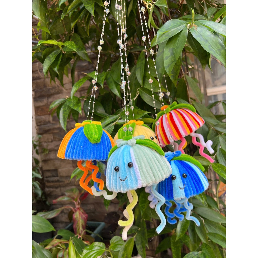 Đèn trung thu handmade_Đèn trung thu sứa làm từ kẽm nhung Đèn lồng sứa biển Handmade tặng kèm đèn nháy ANGIHOME