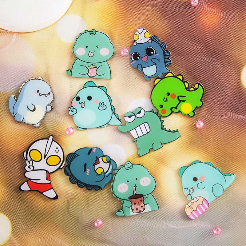 Huy hiệu cài áo, huy hiệu cài balo anime cute, ghim pin cài cặp nhân vật hoạt hình khủng long