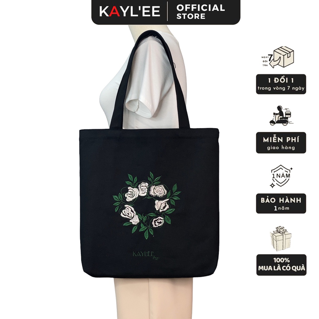 [Túi Thêu] Túi vải Tote Đựng Đồ Thời Trang KAYLEE Có Khóa Kéo Ngăn Phụ KT 39x37x6cm TT09