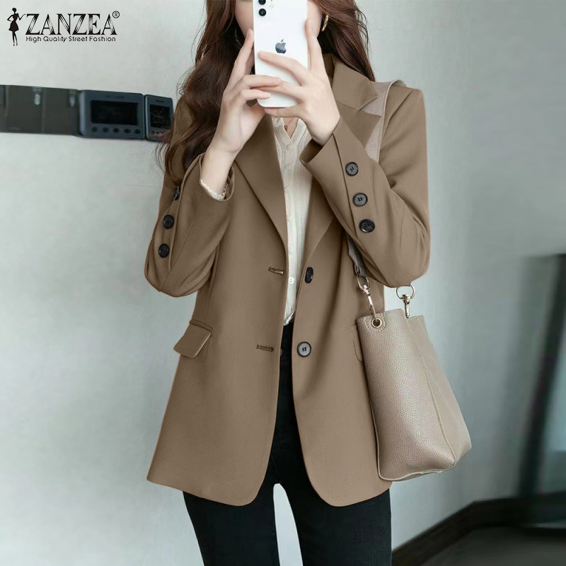 สูท Fancystyle ZANZEA ผู้หญิงสไตล์เกาหลี Elegant Office แขนยาวชุดแจ็คเก็ตแฟชั่น