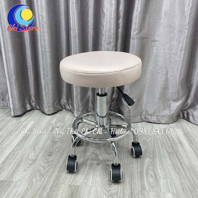 Ghế Xoay Học Sinh Nhựa Da Êm Ái Mẫu Nhựa Da Ghế Ngồi Bàn Trang Điểm Tuỳ Chỉnh Độ Cao 30-50cm Và Xoay