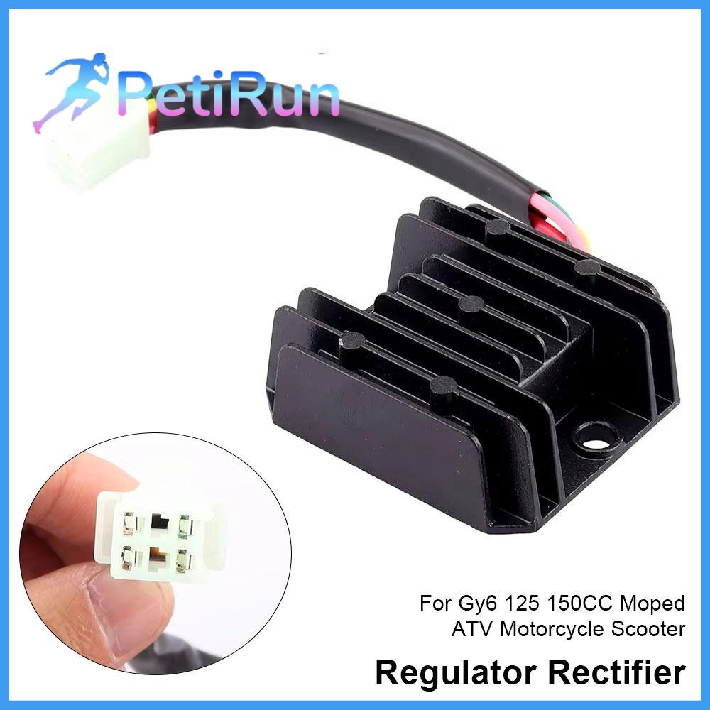 PETIRUN 1Pcs 4 dây Bộ điều chỉnh chỉnh lưu 4 chân Nhôm Phụ kiện xe máy tay ga Bền bỉ 12V Bộ điều chỉnh sóng đầy đủ Dành cho xe máy Gy6 125 150CC và ATV
