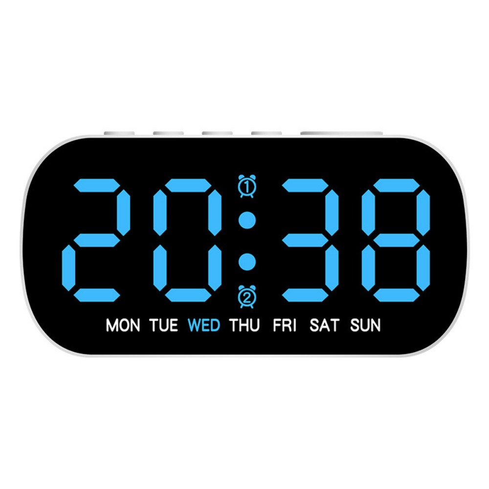 FOUNDTWO Large Display Digital Alarm Clock Temperature Display 5 Levels Brightness Electronic Alarm Clock RGB Dynamic Lighting Two Sets Alarms LED Digital Clock Date Display