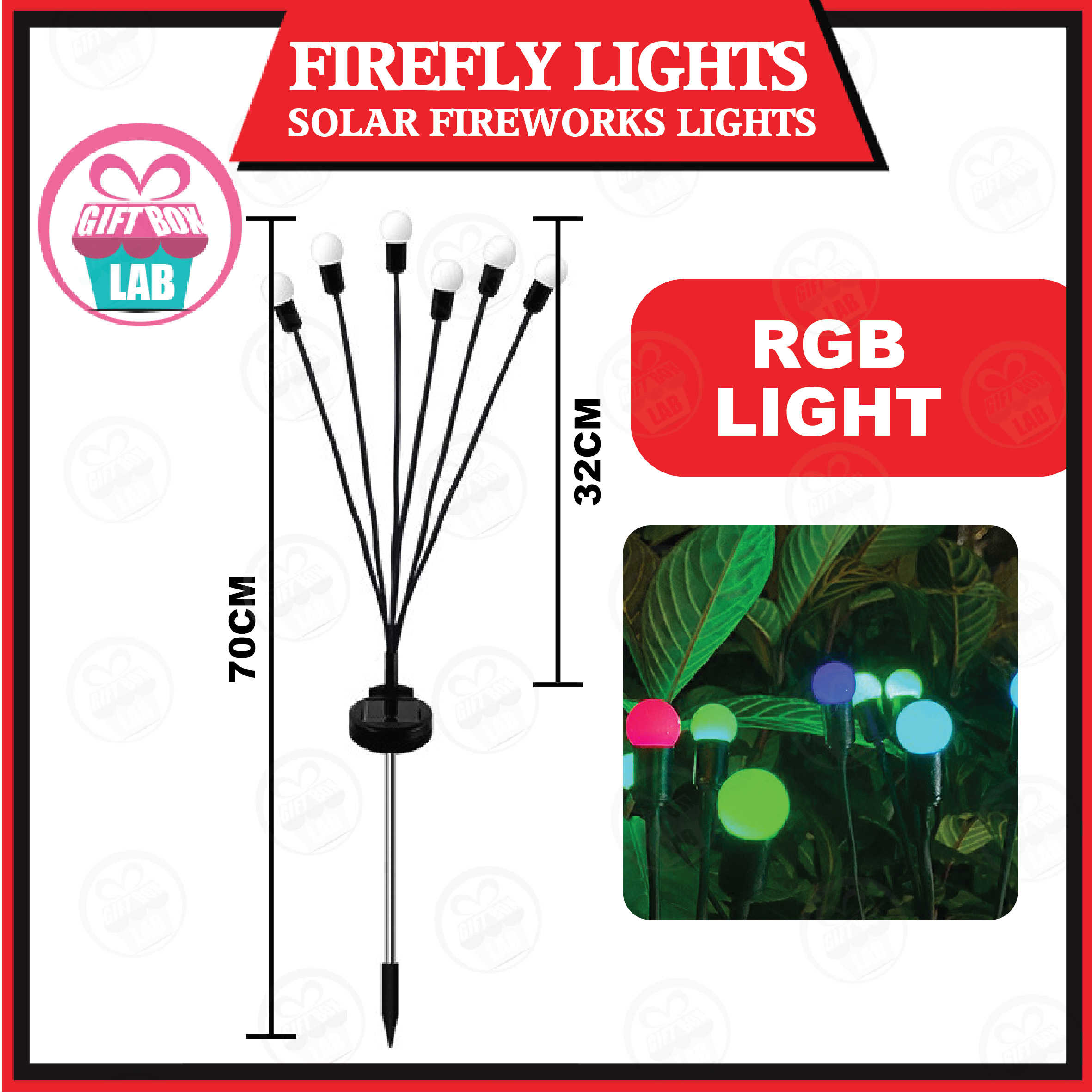 GBL Solar Firefly Lights Lampu Raya Solar Waterproof Landscape Lighting Outdoor Pathway Lawn Decorative Lights