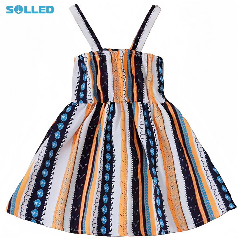 Girls Sleeveless Dress Summer Colorful Striped Printing Princess Dress Birthday Gifts For 2-6 Years Old Girls ราคา 159 บาท*ส่งฟรี