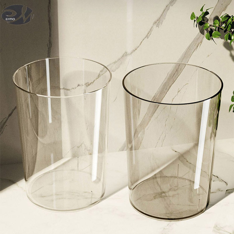 Creative light luxury transparent trash can for home living room bathroom kitchen trash can large capacity bedroom storage bucket ราคา 105 บาท*ส่งฟรี