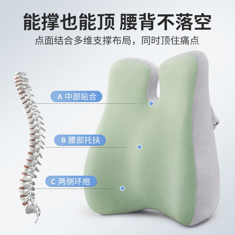 Pillow Office Chair Cushion Sedentary Waist Support Artifact Memory Foam Three-dimensional Lumbar Support Seat Back Cushion Pregnant Women's Waist LM