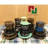 Phin Pha Cà Phê Bằng Gốm Sứ Bát Tràng, Cốc Uống Cafe, Bình Sữa Hũ Đựng Đường Pha Cà Phê (Men Sứ Hỏa Biến Cao Cấp)