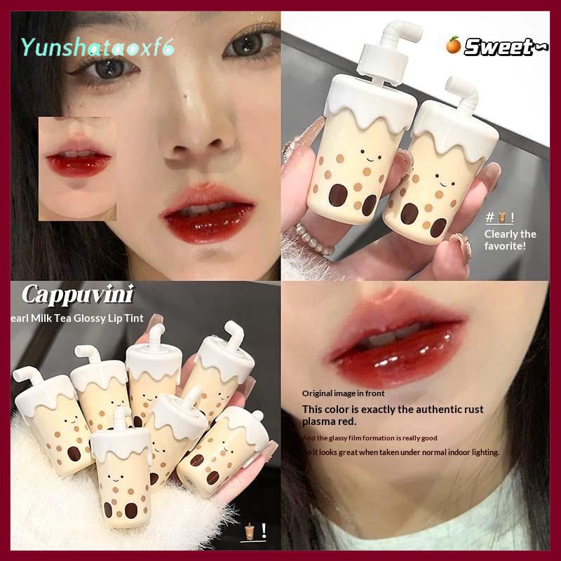yunshataoxf Cappuvini Dễ Thương Trà Sữa Cup Hình Nước Ánh Sáng Son Bóng Lâu Dài Không Phai Gương Nước Trái Cây Nhuộm Lip Tint Cho Phụ Nữ Trang Điểm