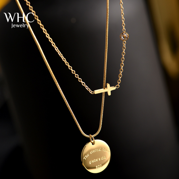 WHC Jewelry Mặt dây chuyền bằng thép không gỉ mạ vàng 18k Phụ kiện vòng cổ cho nữ Thời trang Hàn Quốc Miễn phí vận chuyển Bán hàng Nhật Bản