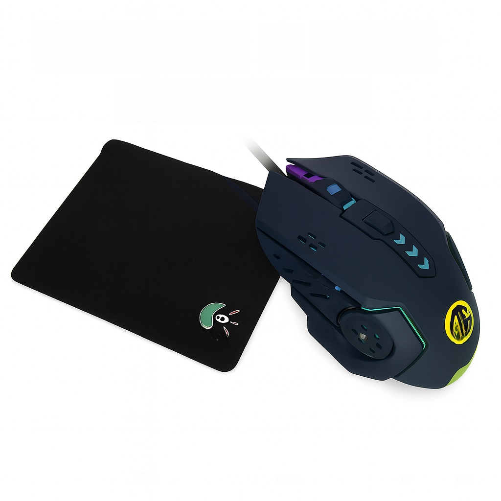 Limeide 6-Button Wired RGB Gaming Mouse with USB Side Buttons for PC/Laptop, PUBG Mobile, Minecraft - Black/White