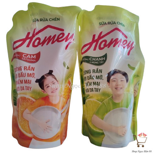 Sữa Rửa Chén Homey Hương Chanh & Húng Tây - Hương Cam Satsuma Túi 950g Nước rửa chén