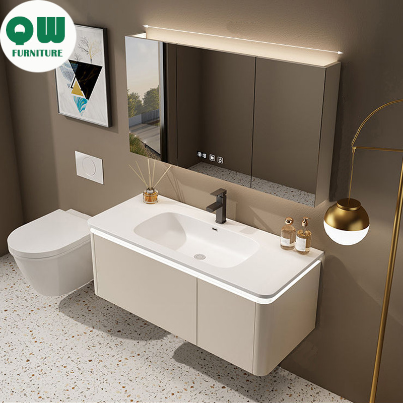 ตู้เก็บของในห้องน้ำสไตล์ครีม ตู้กระจกอัจฉริยะในห้องน้ำ ราคา 12,500 บาท*ส่งฟรี