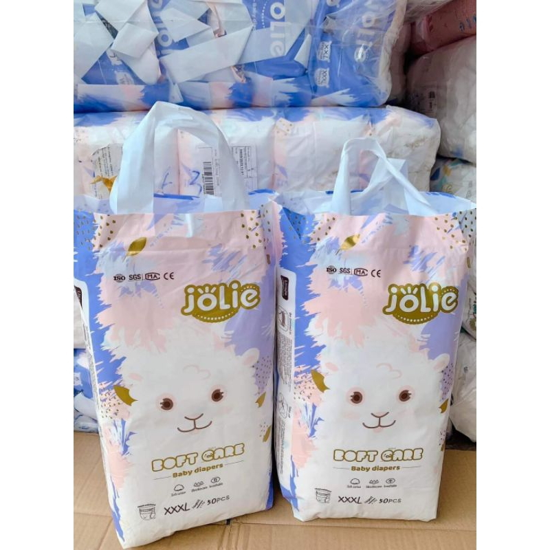 Combo of 2 Packs of 100 Pieces of Jolie Diapers, Thin, Lightweight, Good Absorbency, All Sizes M50/L50/Xl50/Xxl50 - 2