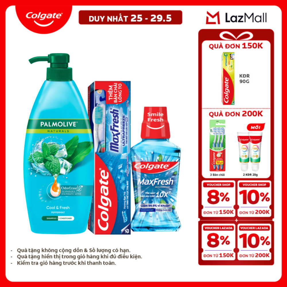 [Chỉ 25-29.5_X2 Voucher giảm 20%] Combo Colgate Fresh sảng khoái mùa hè