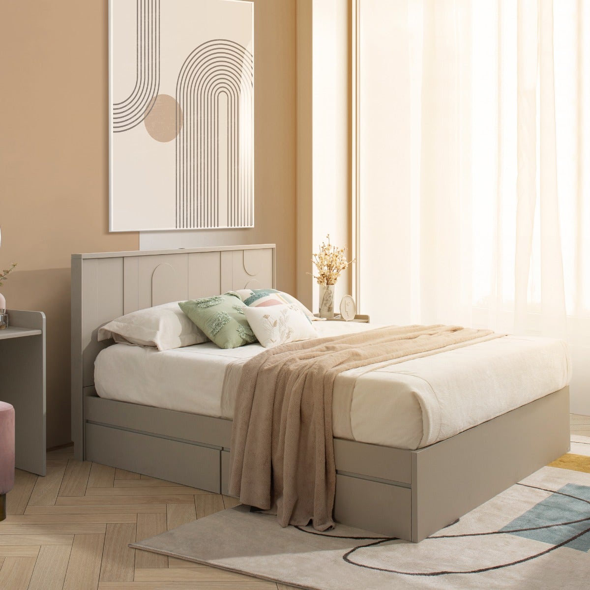 SB Design Square SB FURNITURE เตียงนอน ขนาด 5 ฟุต รุ่น Lavique สีครีม (164x211x113 ซม.) ราคา 15,960 บาท*ส่งฟรี