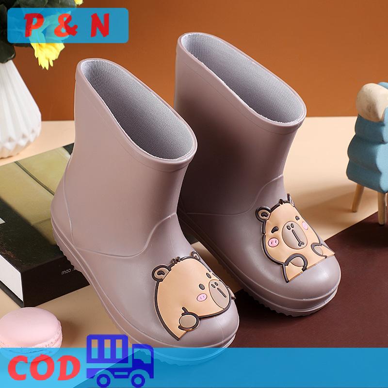 P&N Trẻ em của mưa khởi động phim hoạt hình mưa khởi động không thấm nước bên ngoài MẶC CHÀNG trai và cô gái dễ thương Giày Nước ống ngắn overshoes