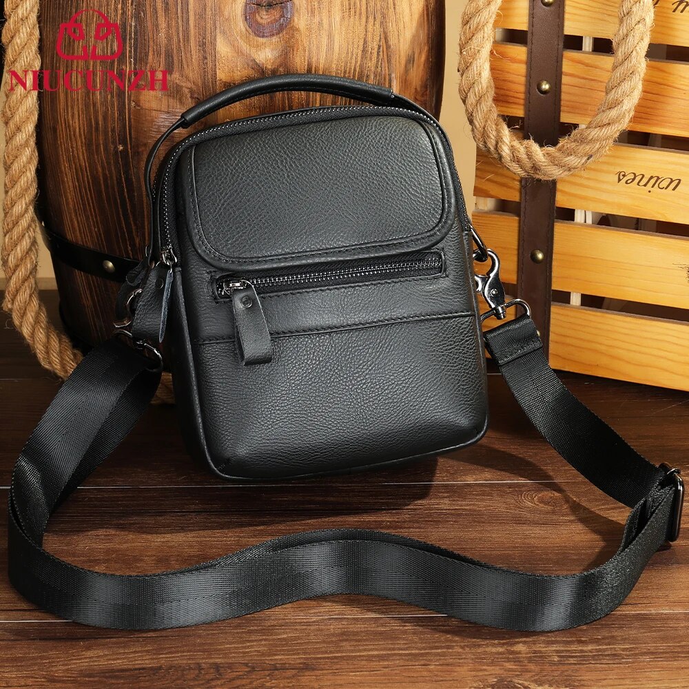 ZZOOI NIUCUNZH Shoulder Bags For Men Office Black Crossbody Messenger Bag Leather Business Casual Phone Pouch Handbag Large Capacity ราคา 1,328 บาท*ส่งฟรี